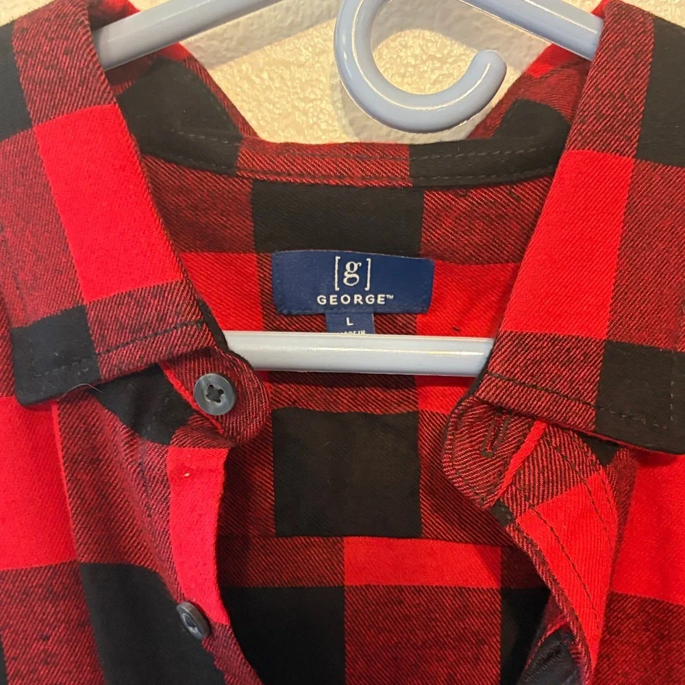 George‎ Red and Black Plaid Casual Shirt